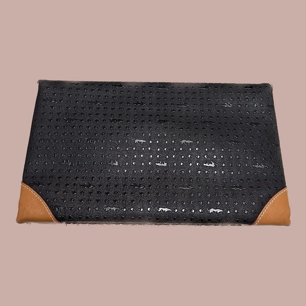 VINTAGE BLACK AND BROWN CLUTCH - Picture 6 of 6